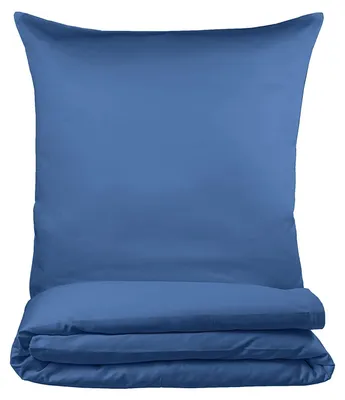 Bettwäsche-Set 135x200 cm, 80x80 cm, 100% Baumwollsatin, Blau
