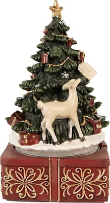 Produktbild von Clayre & Eef Musikbox Weihnachtsbaum Ø 11x19 cm Grün Kunststoff