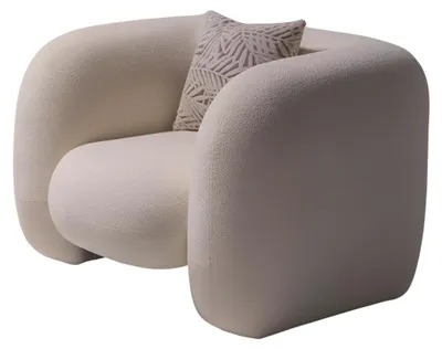 Image de Fauteuil en tissu beige stylé Fauteuil moelleux Fauteuil design Meuble de salon