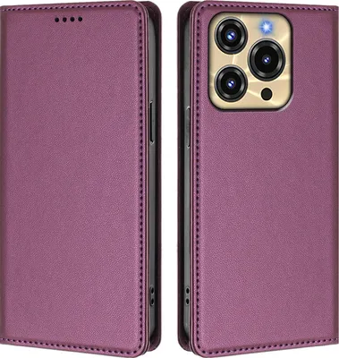 Produktbild von Handyhülle für Oukitel C69, Kunstleder Klapphülle Stoßfeste Magnetische Hülle mit Ständer Lila