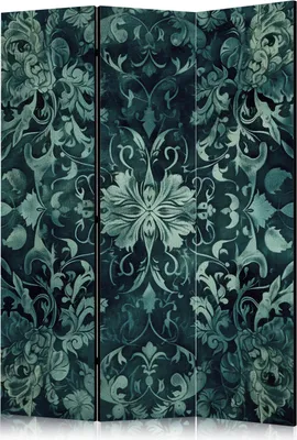 Obrázek produktu pro Jednostranný paraván Květiny 135x172 cm 3-dílný zelený