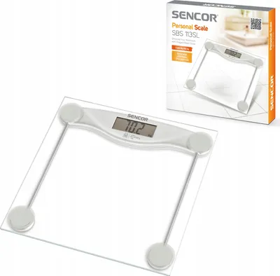 Produktbild von Elektronische Personenwaage bis zu 150 kg LCD Glas weiß Sencor SBS 113SL