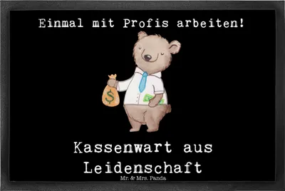 Produktbild von Mr. & Mrs. Panda Fußabtreter Kassenwart Leidenschaft 40 x 60 cm - Schwarz - Geschenk, Lustig, Sauberlaufmatte, Witzig, abstreifer, fußmatte, Verein, Bodenvorleger, Spruch