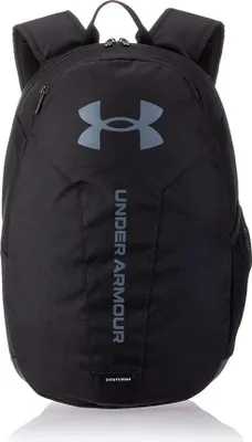 A black Under Armour backpack is shown against a white background.