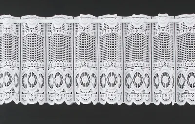 Produktbild von Gardinen Kranzusch Scheibengardine Jacquard gebogt Abschluss 30x1125 cm H/B weiß Bistrogardine Vorhang Küche 1er Pack