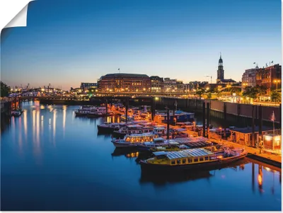 Produktbild von ARTland Poster Hamburg Hafen Panorama mit Michel Größe: 60x45 cm