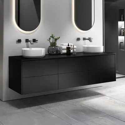Productafbeelding van Kunststof wastafelconsole, 180 cm breed, met 6 lades