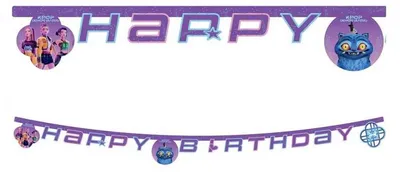 Zdjęcie produktu dla Girlanda papierowa baner HAPPY BIRTHDAY K POP DEMON HUNTERS