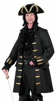 Produktbild von Piraten Kostüm Jacke "James Alday" für Herren - Schwarz Größe: M