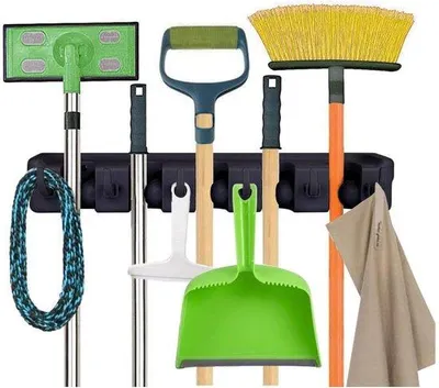 Productafbeelding van Unyqoos® Wandorganizer met 5 automatische klemmen en 6 opklapbare haken – Gereedschapshouder en accessoirehouder voor garage, werkplaats of wasruimte