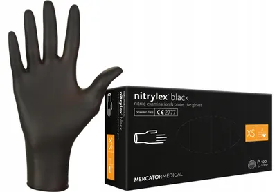 Produktbild von Mercator Medical Nitrilhandschuhe Schwarz Puderfrei Größe XS 100 Stk.