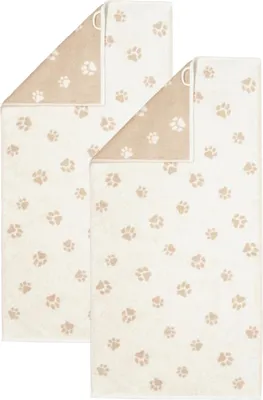 Produktbild von 2 Stück Cawö We love Dogs Handtücher 6247-33 Pfoten Natur 50x100