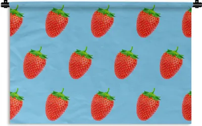 Produktbild von MuchoWow® Wandteppich Wandbehang Erdbeere - Muster - Sommer 90x60 cm Tapisserie Dekoration Wandtuch - Wandskulpturen - Bildteppich