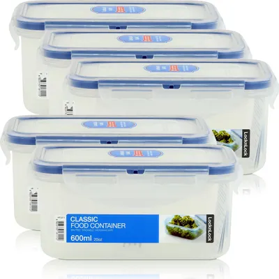 Produktbild von LocknLock Classic HPL811 Frischhaltedose 600ml - Luft & Wasserdicht (5er Pack)