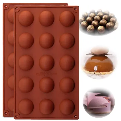 Produktbild von 2Stk Halbkugel Schokoladenform Silikon Schokoladentafel Form Pralinenförmchen mit 15 Vertiefungen