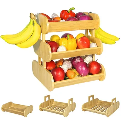 Produktbild von Vorratsregal Holz Aufbewahrungsregal Obstkiste Gemüseregal mit 4 Stapelkisten