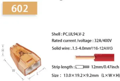 Produktbild von 20 Stk. Verbindungsklemme 32A/400V, 16-12AWG (1,5-4mm²) - PCT602-608 : zweifach Ausführung: zweifach