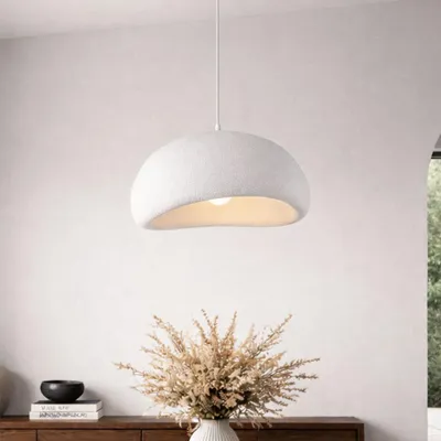 Produktbild von Milton & Oldbrook Japandi Hängelampe Ø 60 cm Tuzla Weiß Steinlook