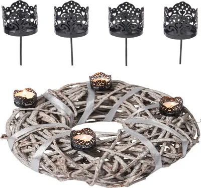 Produktbild von MARRAKESCH 4er Set Teelichthalter Teelichtstecker für den Adventskranz 9cm Kerzenstecker für Kerzen