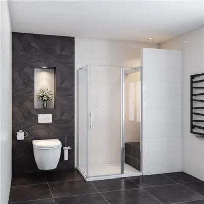 Produktbild von Duschtürx Seitenwand :120x80xH.195cm Eckig Duschkabinen 6mm NANO ESG-Glas eckdusche Drehtür Duschabtrennung Schwingtür