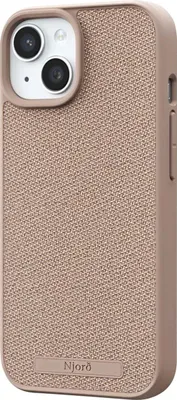 Image de NJORD, coque MagSafe pour iPhone 15 Plus, modèle Fabric, résistante aux chutes, beige