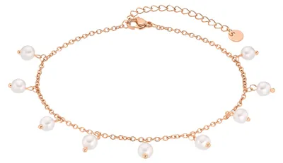 Image de Bracelet de cheville Heideman pour femme, avec perles, modèle Jakleen, couleur argent poli et or rose