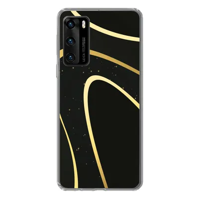 Produktbild von MuchoWow® Handyhülle Schutzhülle Hülle für Huawei P40 Goldene Wellen auf schwarzem Hintergrund Silikon Softcase Handy Hülle - Handytasche