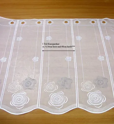 Produktbild von Kurzgardine mit Stickerei, weiß-champagner-taupe nach Maß ca. 60cm hoch