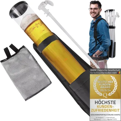 Produktbild von Bierrucksack 3 Liter Getränkespender Rucksack für Bier & Mixgetränke - Tragbare Outdoor Bierzapfanlage mit Zapfhahn für JGA & Vatertag