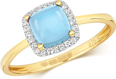 Produktbild von Moderner 9 Karat (375) Gold Cluster Diamant Damenring 0.11 Karat mit Topas, 53 (16.9); TRS14983RSM