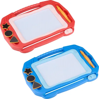Produktbild von Eddy Toys Magnetisches Zeichenbrett mit Stempeln und Stift - 33 x 29,5 x 27 cm, Magnetisches Spielzeug - Kunststoff - Rosa/Blau