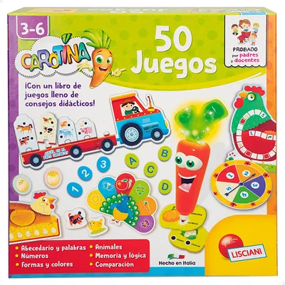 Immagine prodotto di ColorBaby Lisciani 47620 Carotina: 50 giochi, gioco da tavolo, penna parlante elettronica, tabellone a doppia faccia, 55 pedine, 24 carte memo, 10 puzzle, poster grande, adatto dai 3 anni