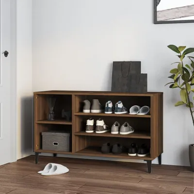 Produktbild von vidaXL Schuhregal Braun Eichen Optik 102x36x60 cm Holzwerkstoff - Schuhschrank - Schuhschränke - Schuhregal - Schuhaufbewahrung