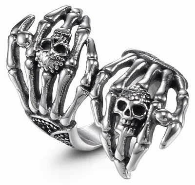 Produktbild von Totenkopf-Ring, Skelett, Handknochen, Knöchelring, Punk, Geisterklaue, Fingergel