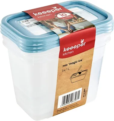 Produktbild von keeeper Gefrierdosen-Set Mia Magic Ice, 3er-Set, 1,0 Liter, Kunststoff PP BPA-frei, wiederbeschreibbare Deckel, rechteckig