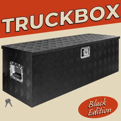 Obrázek produktu pro Box na tažné zařízení Černý box na nářadí Box pro nákladní automobily Hliníkový box Box na přívěs Box s víkem Uzamykatelný hliníkový box Přepravní box Box na nářadí Hliníkový úložný box D160 trucky