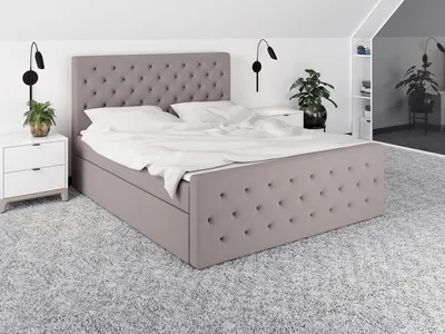 Produktbild von Boxspringbett LULI 160 x 200 mit 2 Bettkästen, Bonell-Matratze und Topper. Möbel vom Hersteller- Handarbeit! Bett Komplett-Set mit Matratze, Bettkasten & Kopfteil. Modern und robust.