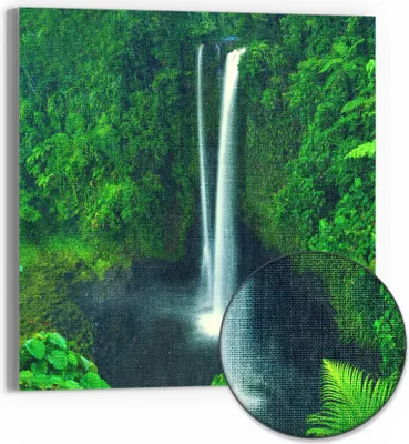 Produktbild von DEQORI Hybrid Leinwand Bild 30x30 cm 'Verborgene Oase' Wandbild Glas flach modern