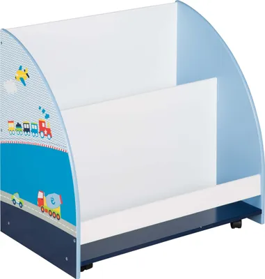 Produktbild von roba Kinder Regal 'Rennfahrer', Spielzeug- & Bücher-Regal fürs Kinderzimmer, Spielregal fahrbar & drehbar mit Rollen, blau