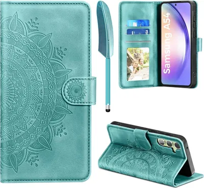 Zdjęcie produktu dla Pokrowiec Samsung Galaxy A54 5G - etui typu flip wallet z funkcją podstawki i kieszenią na karty, zielony