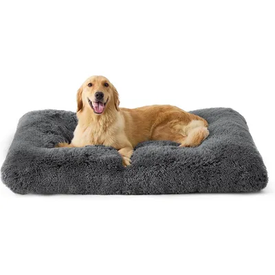 Produktbild von Katzenbett, Hundebett für große Hunde, 100*60*10cm, waschbar, rutschfeste Unterseite, dunkelgrau