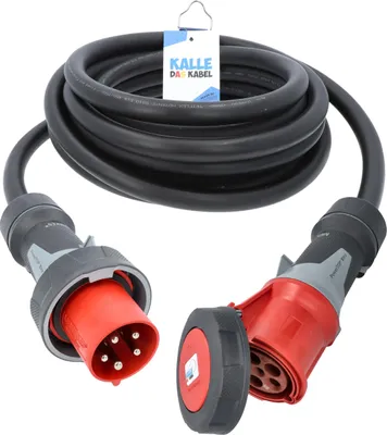 Produktbild von KALLE DAS KABEL Starkstrom CEE Verlängerung H07RN-F 5G 10,0 mm² 50 Meter 400V 63A IP67 Kraftstrom Starkstromkabel Baustellenkabel