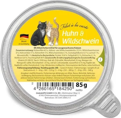 Produktbild von GRANATAPET Filet á la carte Chicken with wild boar - nassfutter für Katzen - 85g