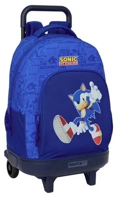 Productafbeelding van Safta Sonic 33 liter rugzak met wielen, blauw. Geschikt voor kinderen, één maat. Afmetingen: 33 x 45 x 22 cm