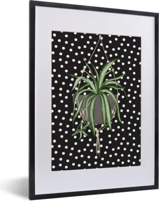 Produktbild von MuchoWow® MuchoWow® Gerahmtes Poster Pflanze - Hängender Blumentopf - Dots 30x40 cm - Poster mit zchwarzem Bilderrahmen - Wandposter Schlafzimmer