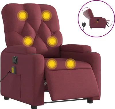 Produktbild von vidaXL Massagesessel Elektrisch Weinrot Stoff
