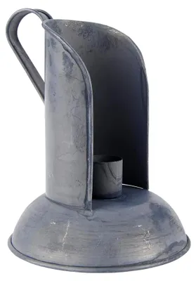 Produktbild von Kerzenhalter mit Windschutz - Metall - grau - 11 x 14 cm