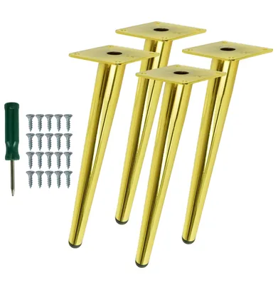 Produktbild von Schräg stehende Stahlbeine 35 cm, Set mit Schrauben, goldfarben, 4 Stück