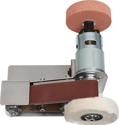Image de Mini ponceuse à bande électrique - Machine à polir et à poncer - Réglage de la vitesse à 7 niveaux - Moteur en cuivre 775 - Réglable à 45° - Prise UE - 20 bandes abrasives - Noir