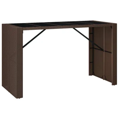 Obrázok produktu pre Barový stôl so sklenenou doskou hnedý 185x80x110 cm polyratan